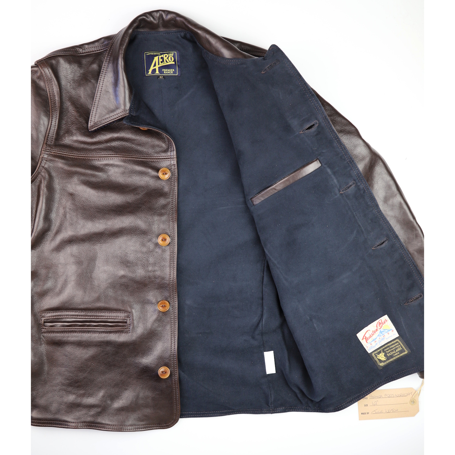 Aero Premier Work Coat Chestnut Badalassi RP5 navy moleskin lining.jpg