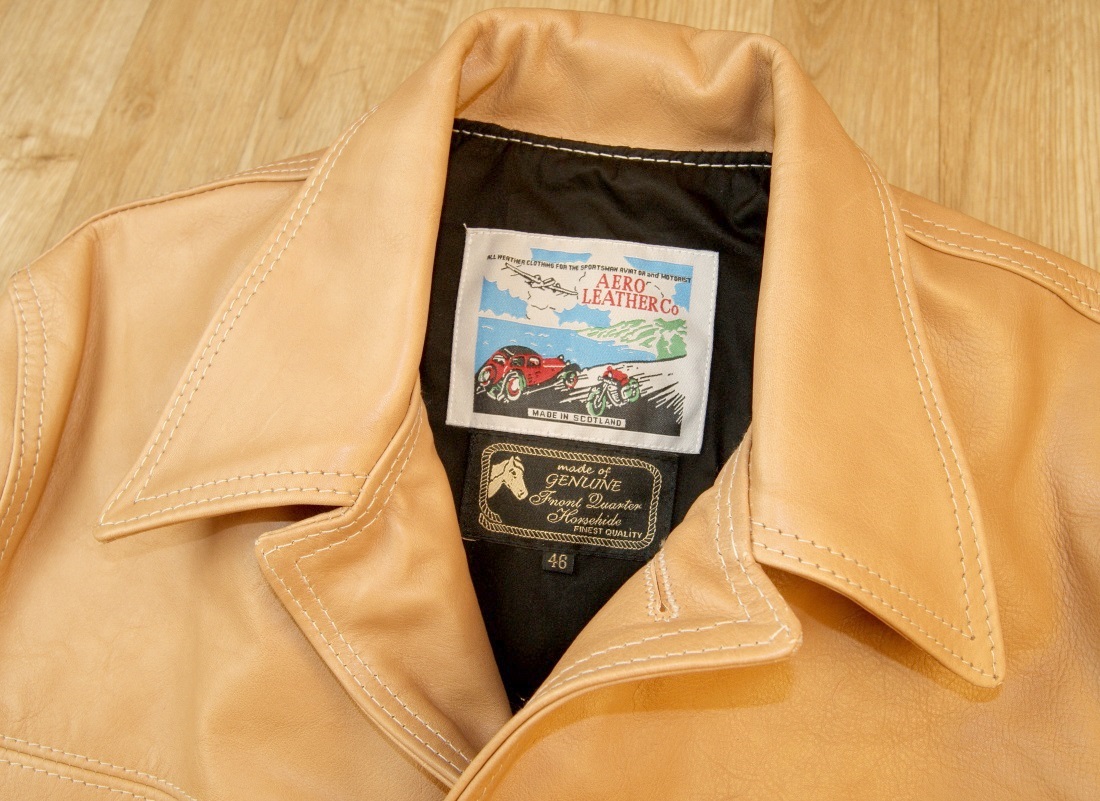 Aero Premier Work Coat Natural Vicenza Horsehide tag.jpg