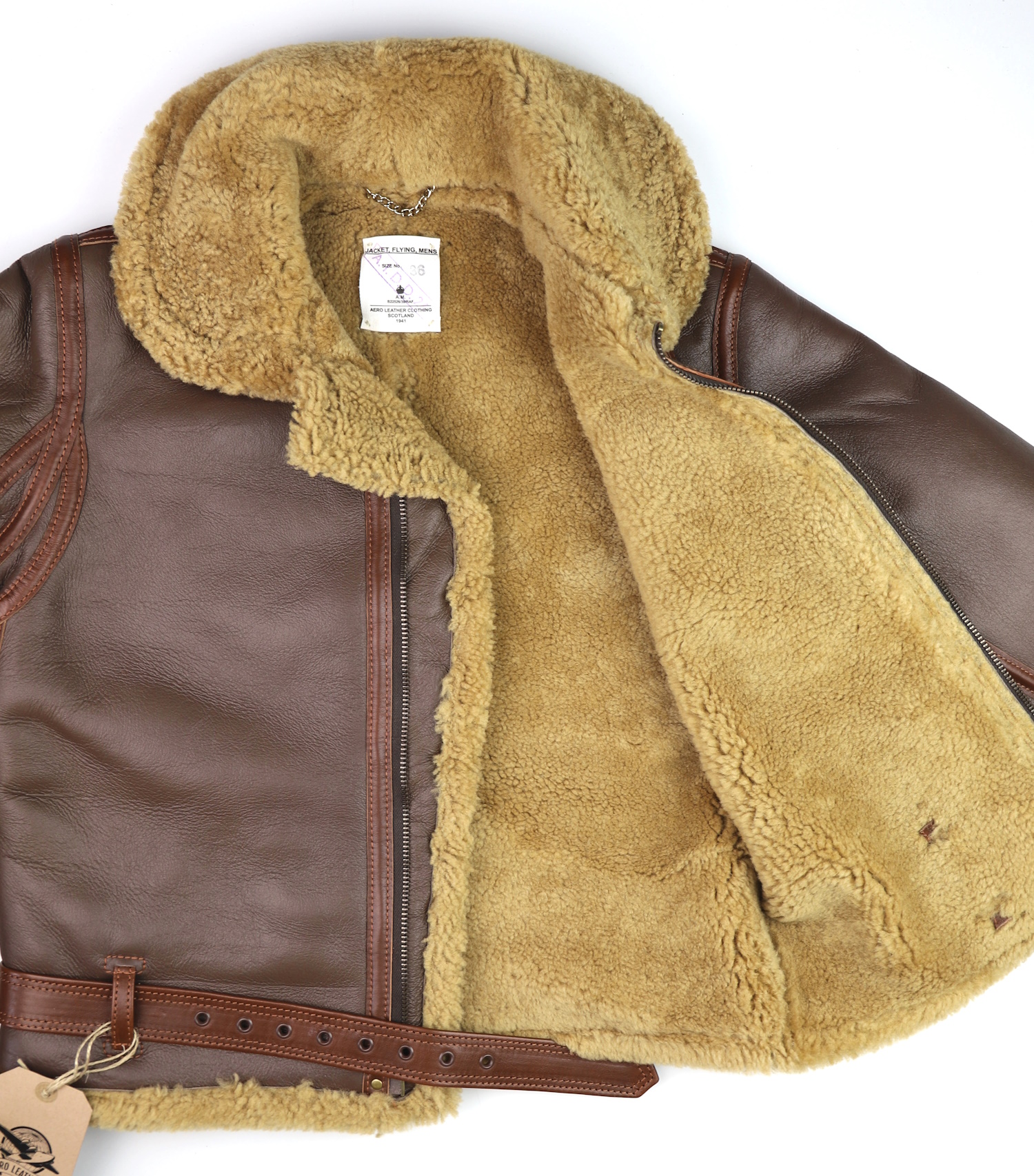 Aero RAF Russet Shearling Russet Vicenza trim open.jpg