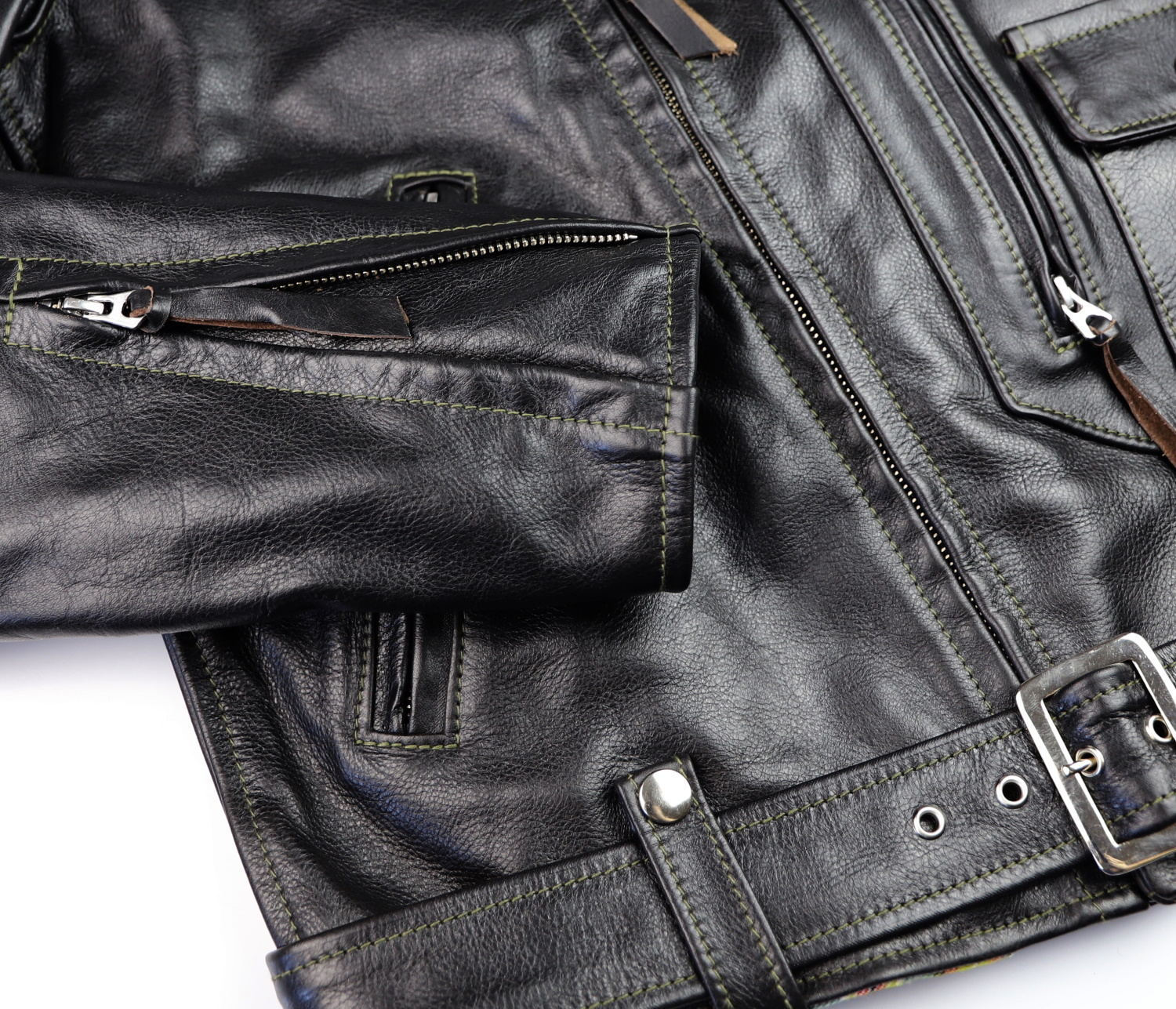 Aero Ridley Blackened Brown Vicenza Horsehide F6V sleeve zipper.jpg