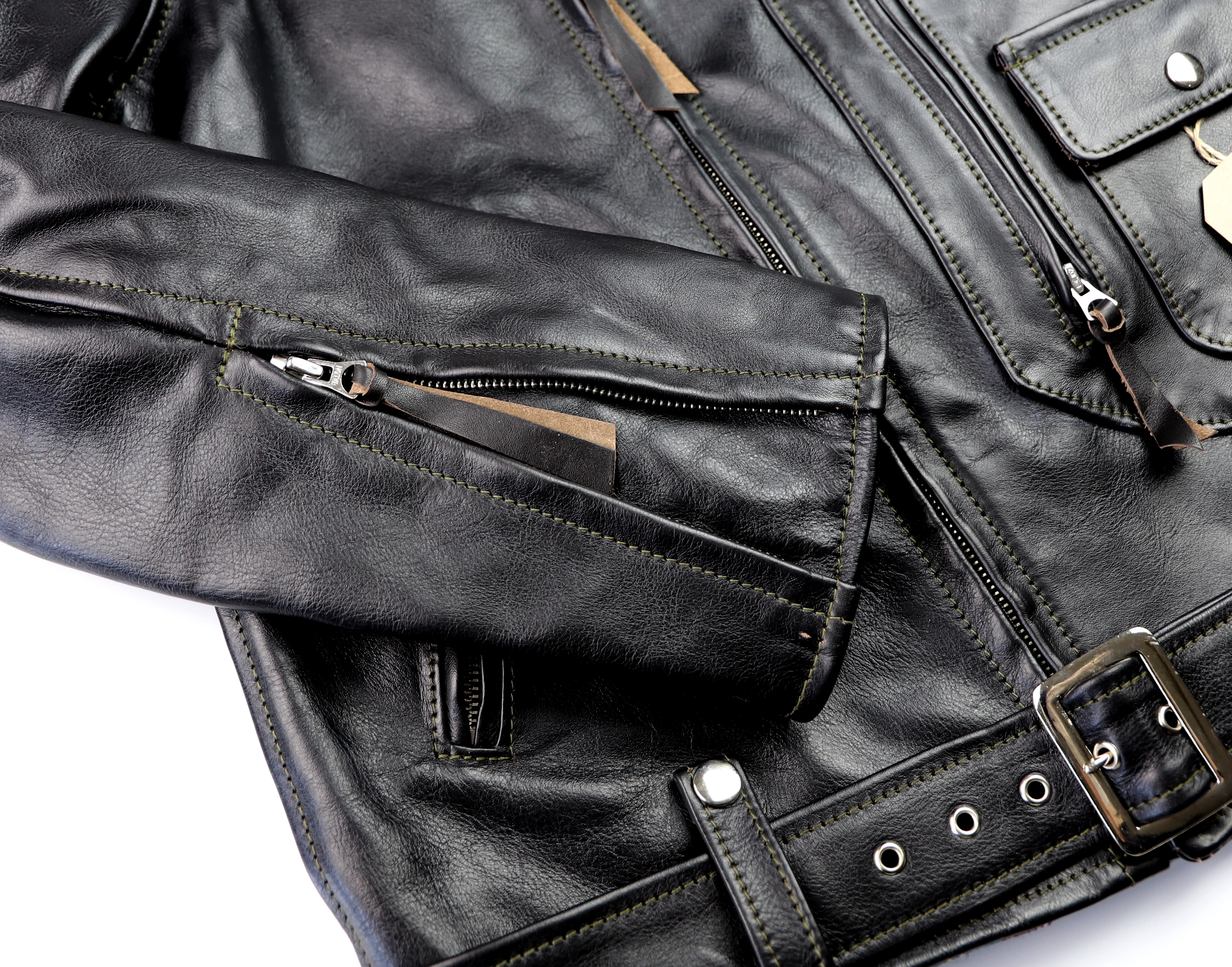 Aero Ridley Blackened Brown Vicenza Horsehide FOD sleeve zipper.jpg