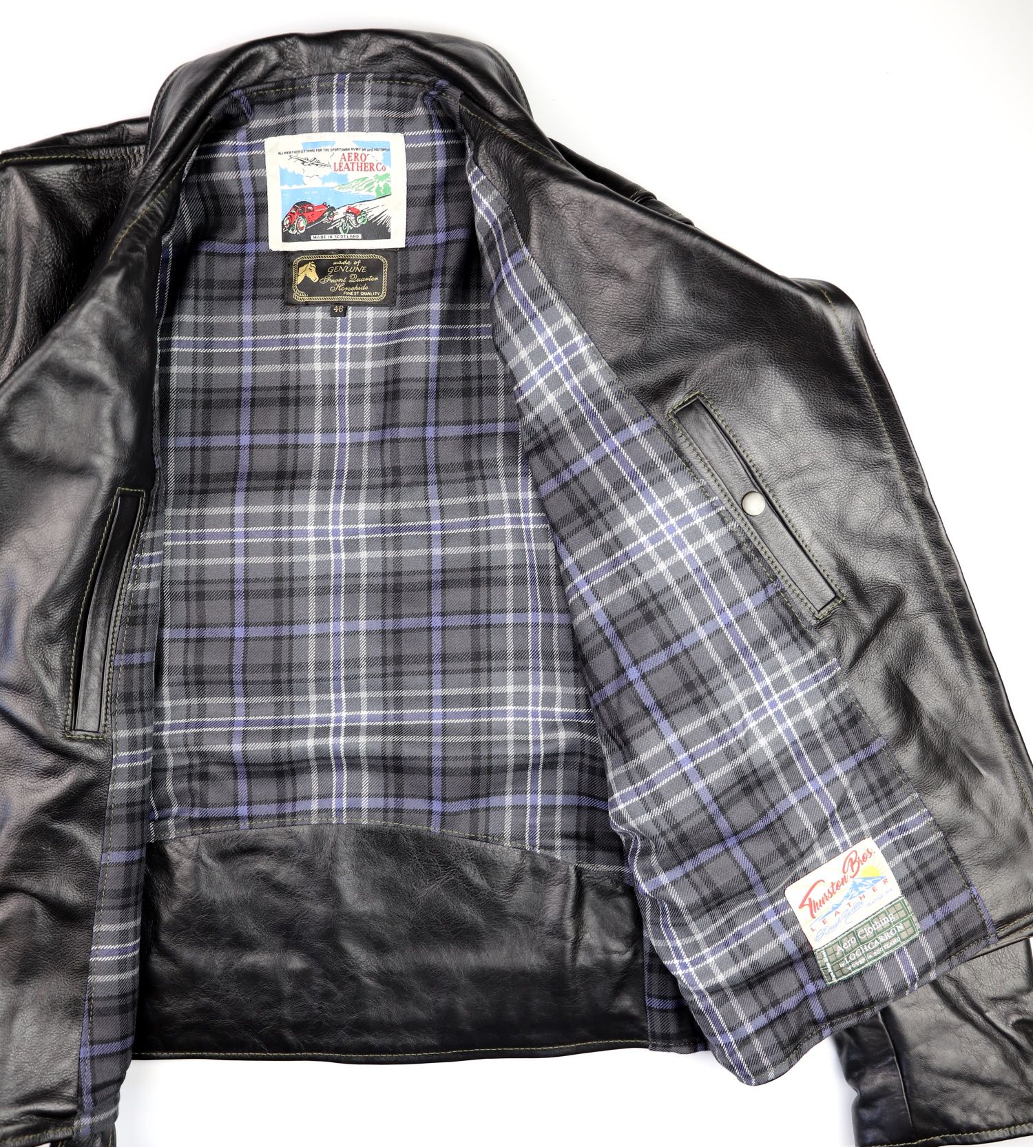 Aero Ridley Blackened Brown Vicenza Horsehide RM6 Scotland Forever Antique tartan lining.jpg