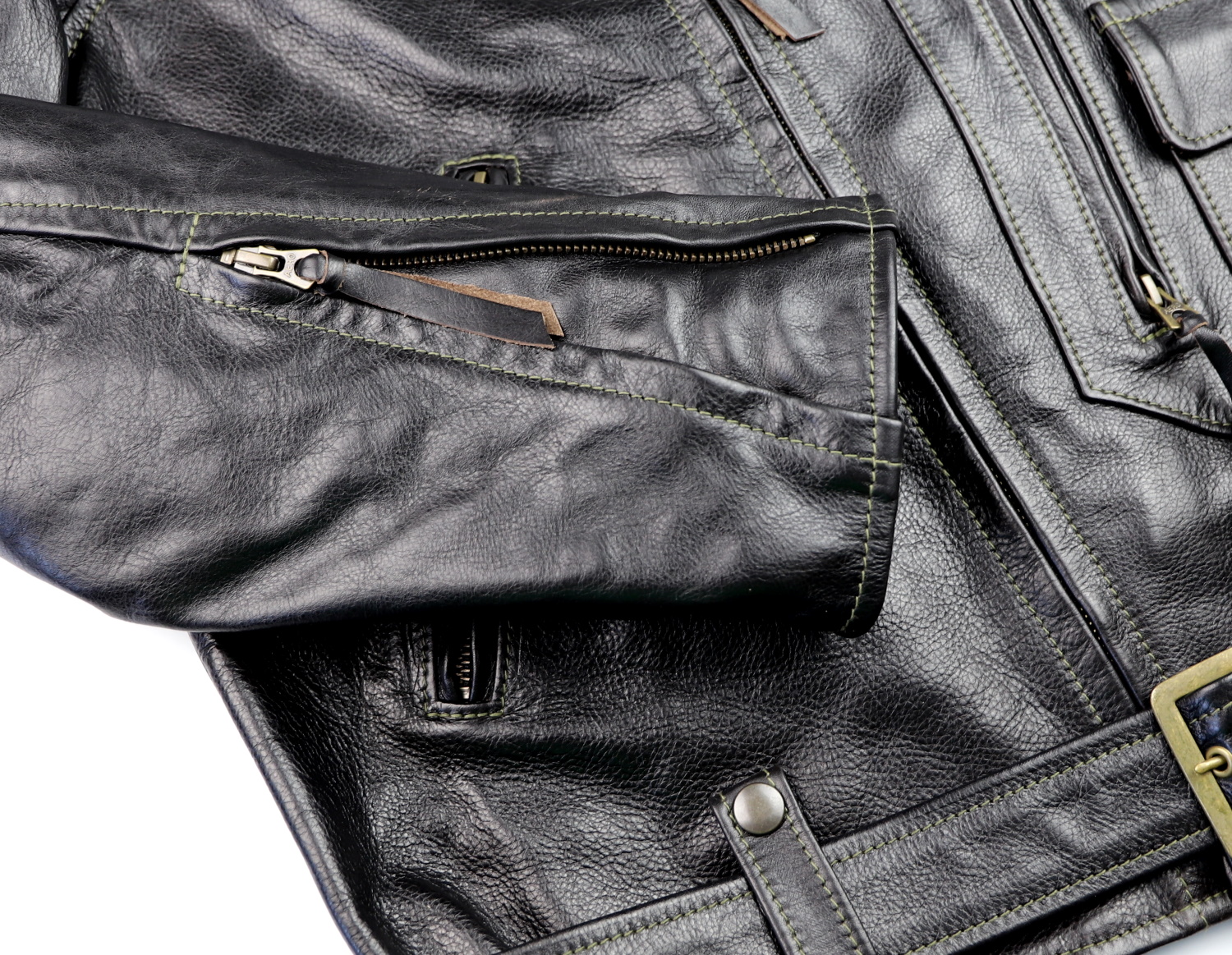 Aero Ridley Blackened Brown Vicenza Horsehide RM6 sleeve zipper.jpg