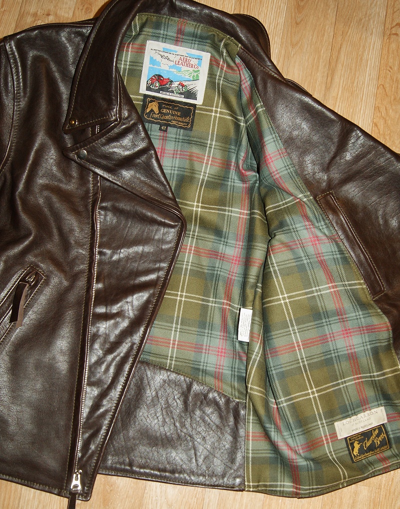 Aero Ridley D-Pocket Dark Seal Vicenza Horsehide 42 Sutherland Old Weathered tartan lining.jpg