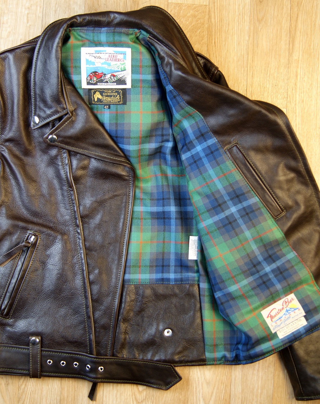 Aero Ridley Dark Seal Vicenza Horsehide KSK2 New York City tartan lining.jpg