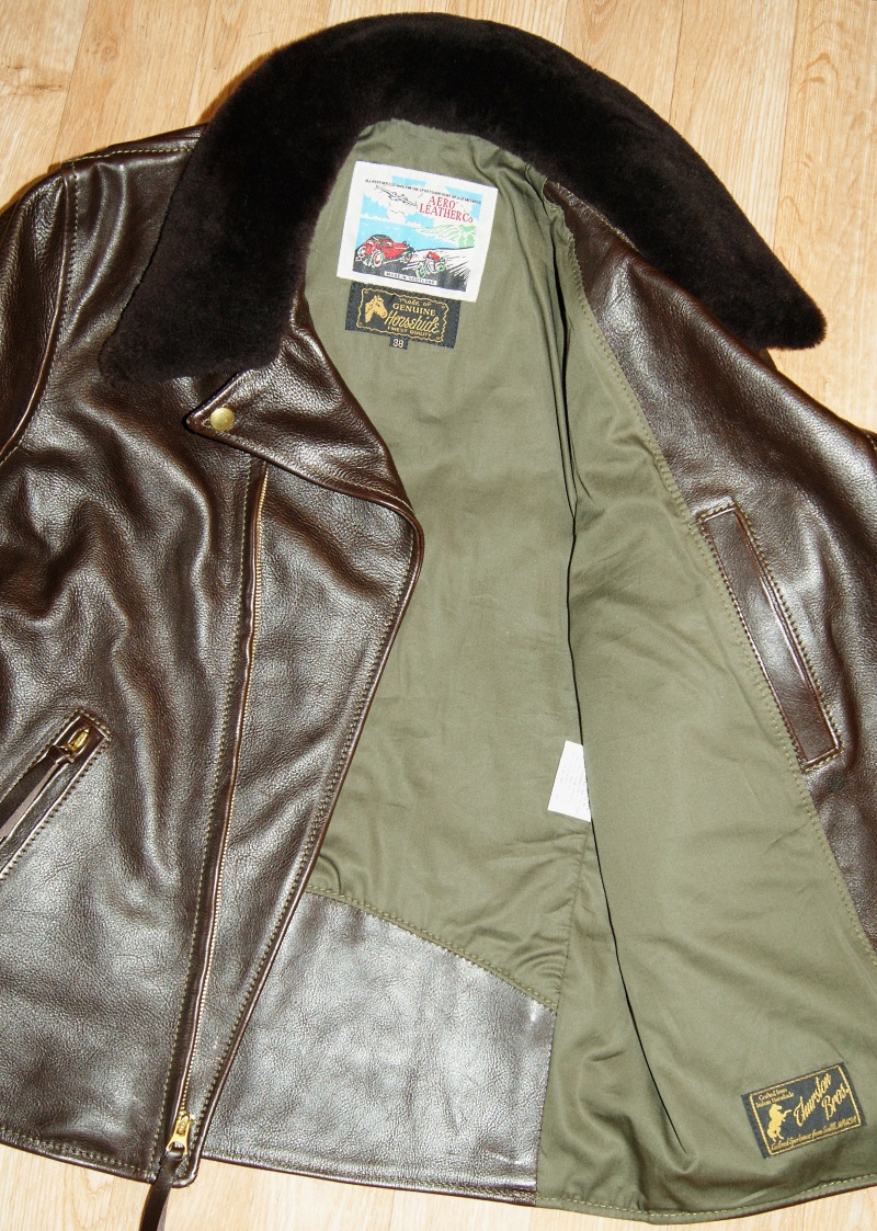 Aero Ridley Dark Seal Vicenza Horsehide S3 size 38 fur collar olive sateen lining.jpg