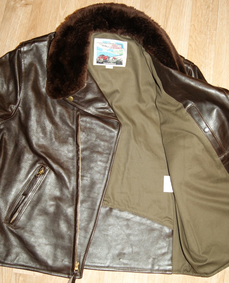 Aero Ridley Dark Seal Vicenza Horsehide size 48 fur collar olive lining.jpg