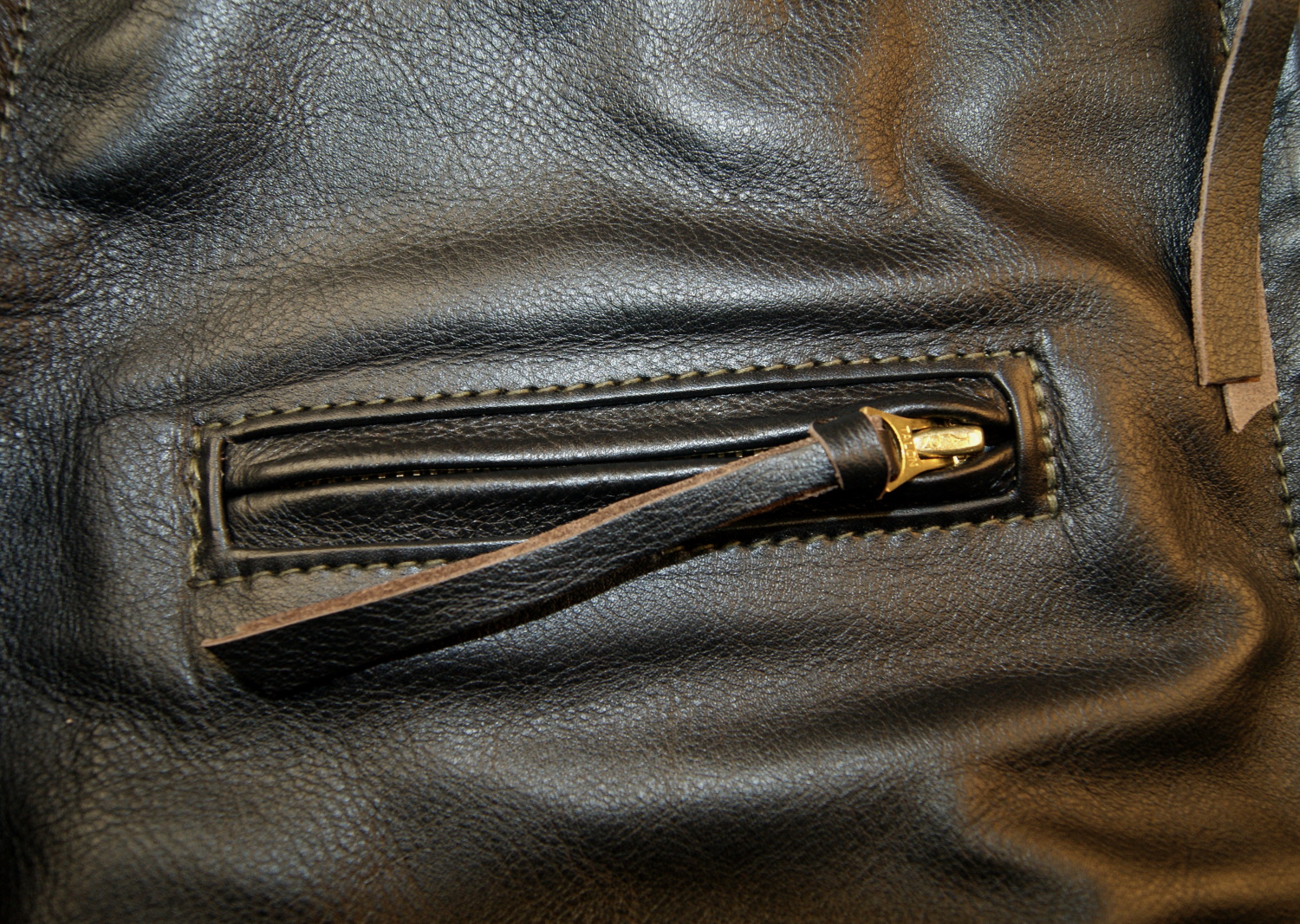 Aero Seven Blackened Brown Vicenza Horsehide XKE chest pocket.jpg