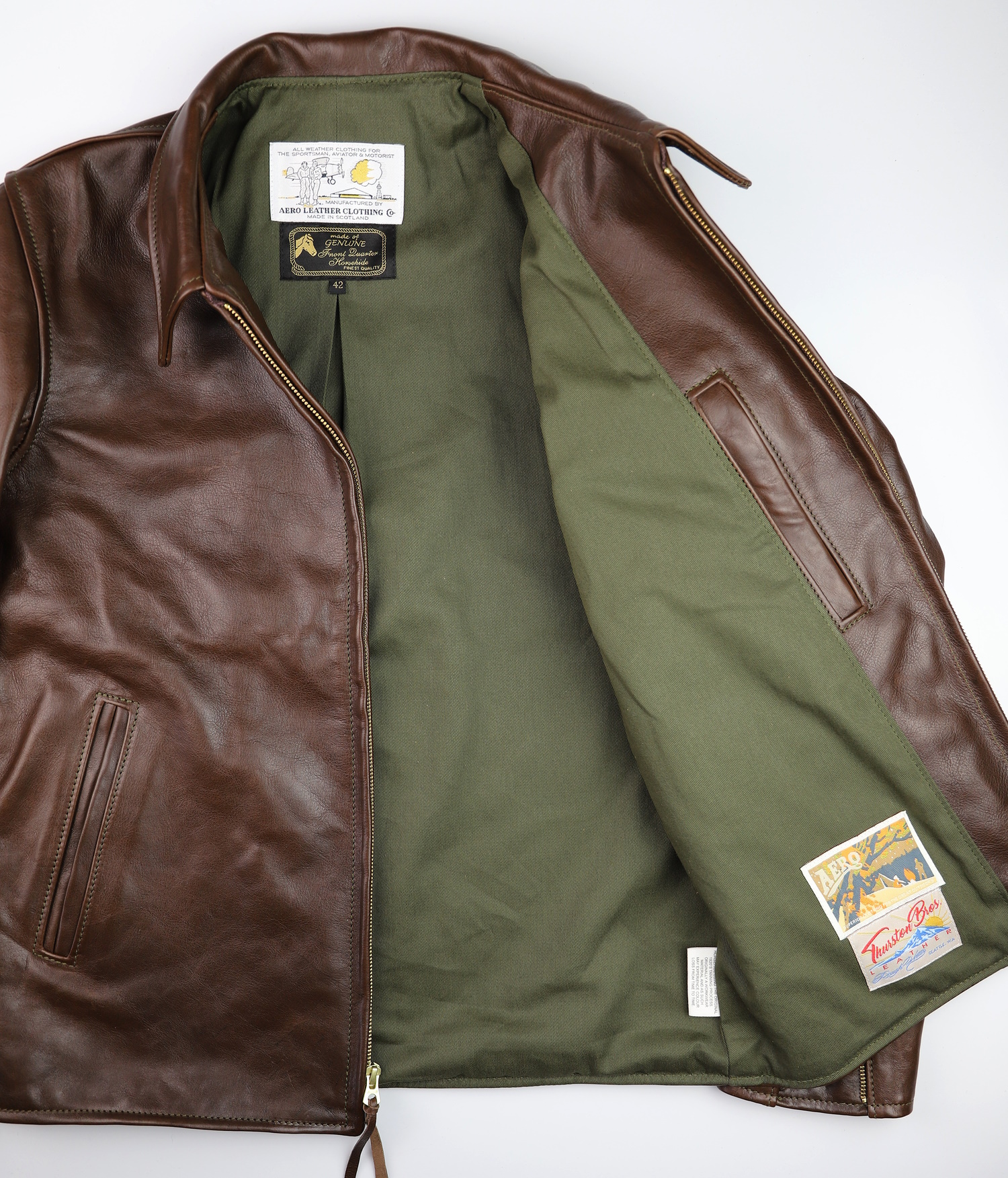 Aero Seven Seal Vicenza Horsehide U7D olive cotton drill lining.jpg