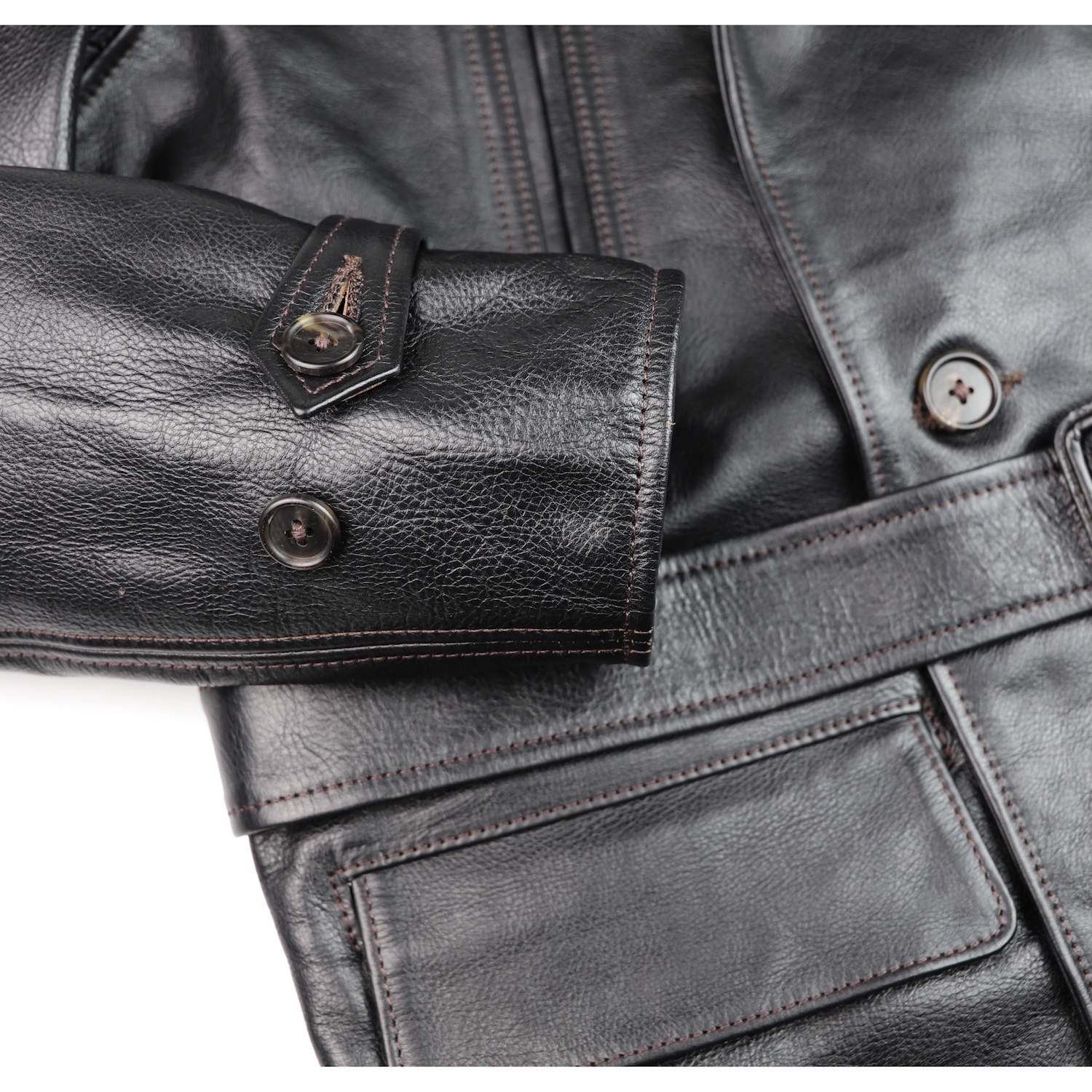 Aero Shawl Collar Barnstormer Blackened Brown Vicenza DP4 button cuff.jpg