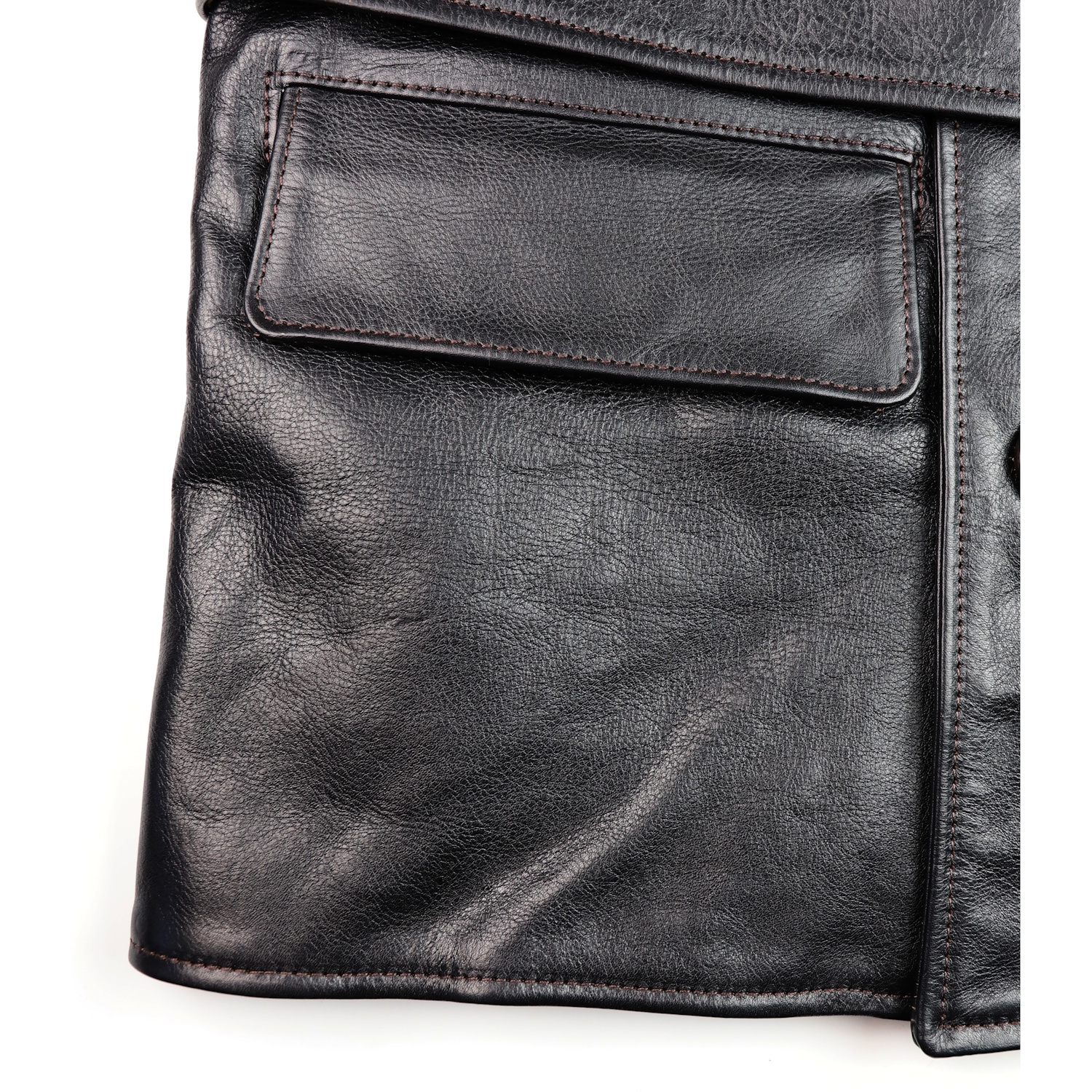 Aero Shawl Collar Barnstormer Blackened Brown Vicenza DP4 cargo pocket.jpg