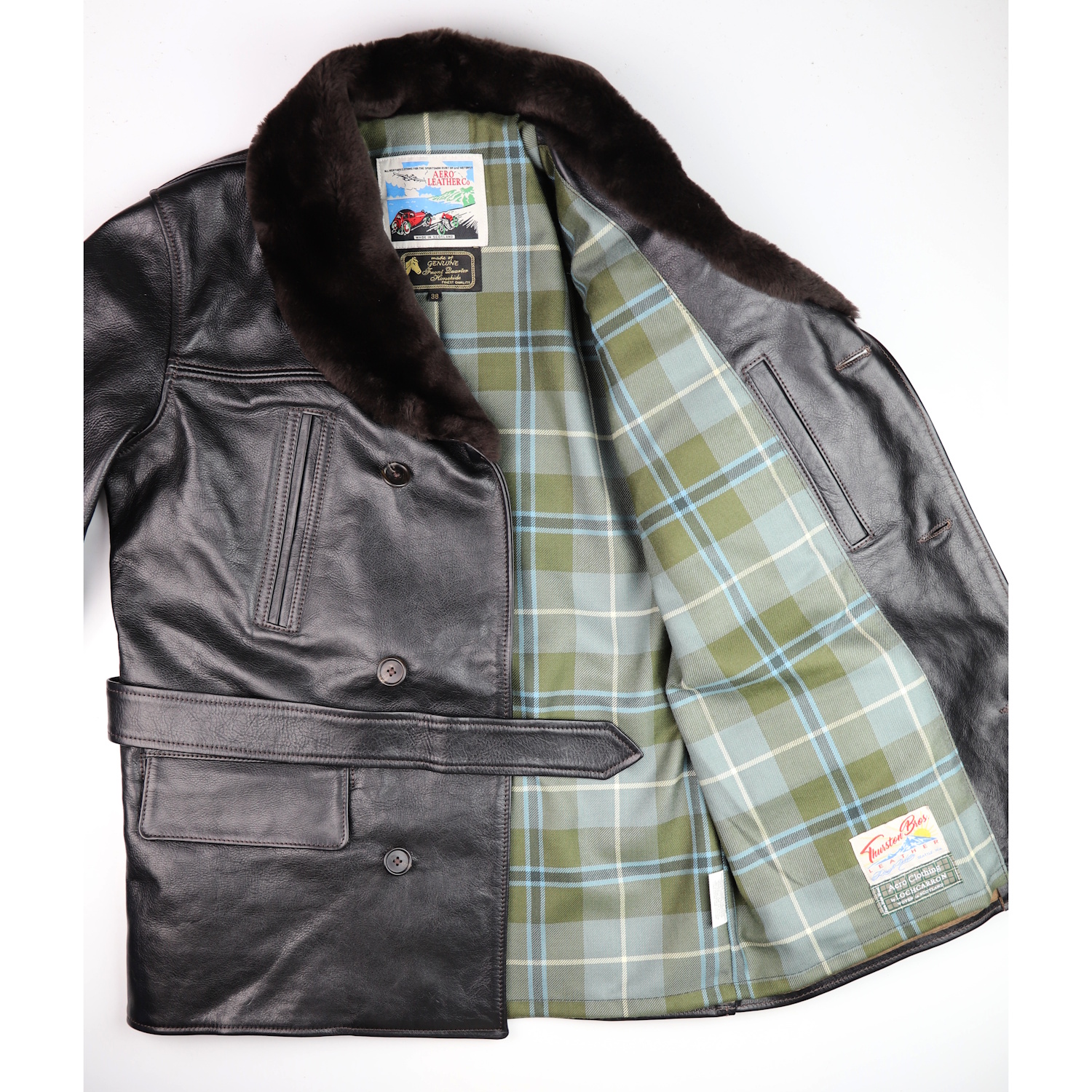 Aero Shawl Collar Barnstormer Blackened Brown Vicenza DP4 Douglas Weathered lightweight tartan...jpg