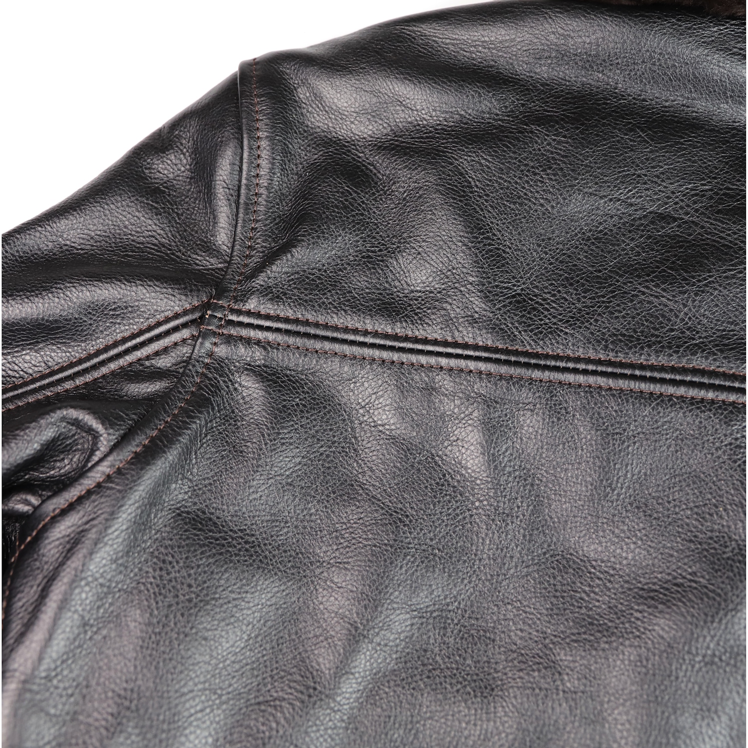 Aero Shawl Collar Barnstormer Blackened Brown Vicenza DP4 upper yoke.jpg