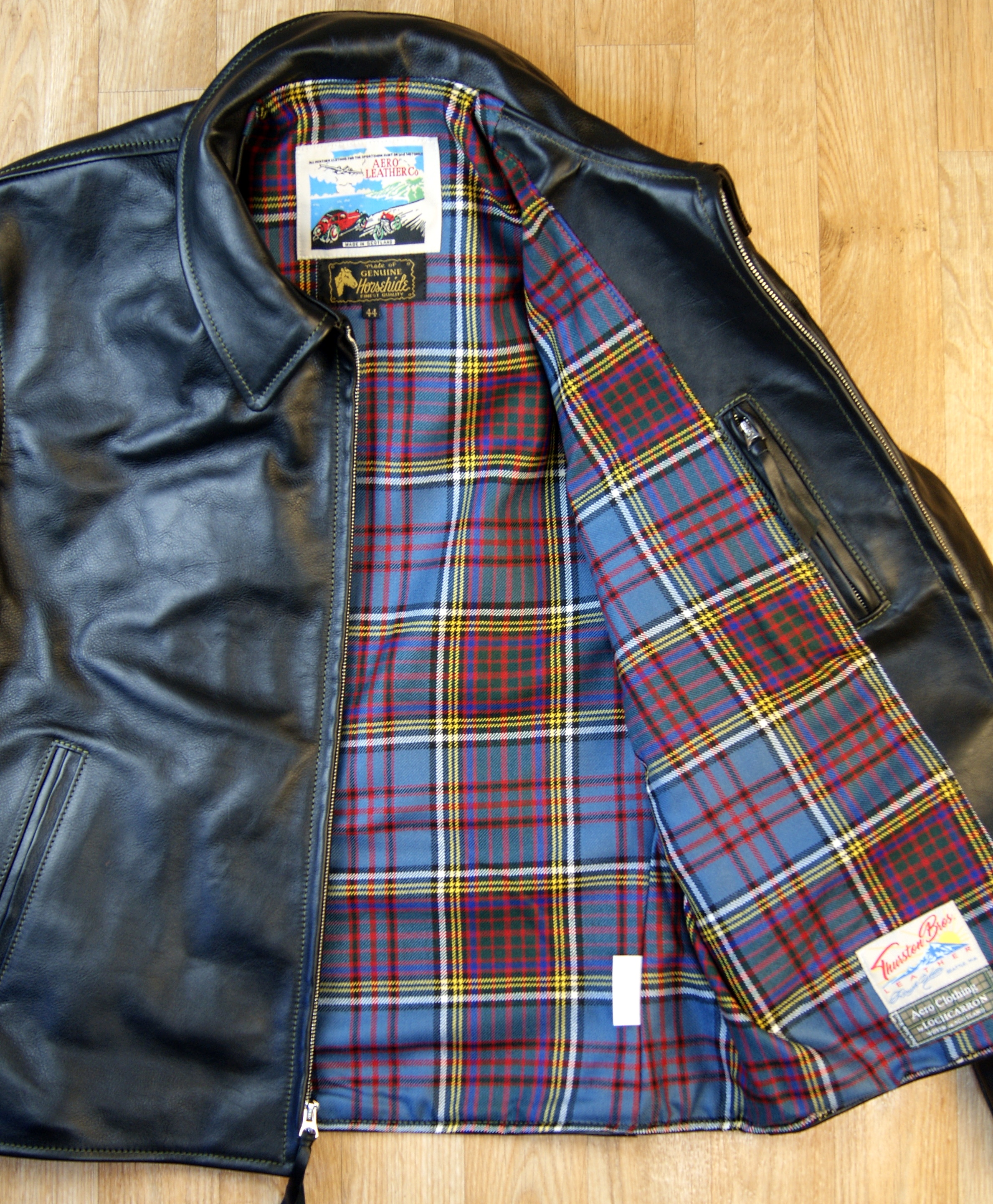 Aero Sheene Black Vicenza Horsehide NU8 Anderson Modern tartan lining.jpg