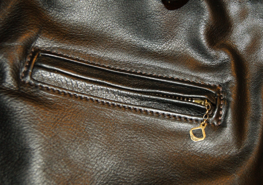 Aero Sheene Blackened Brown Vicenza Horsehide chest pocket.jpg