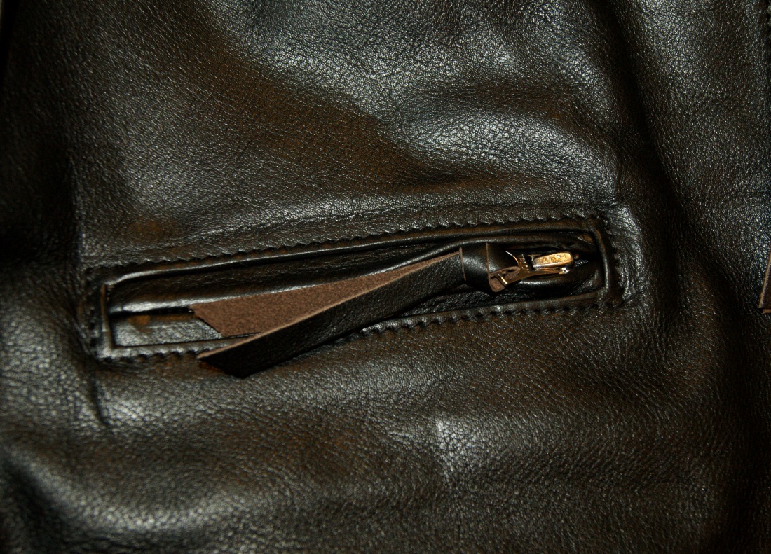 Aero Sheene Blackened Brown Vicenza Horsehide ZP22 chest pocket.jpg