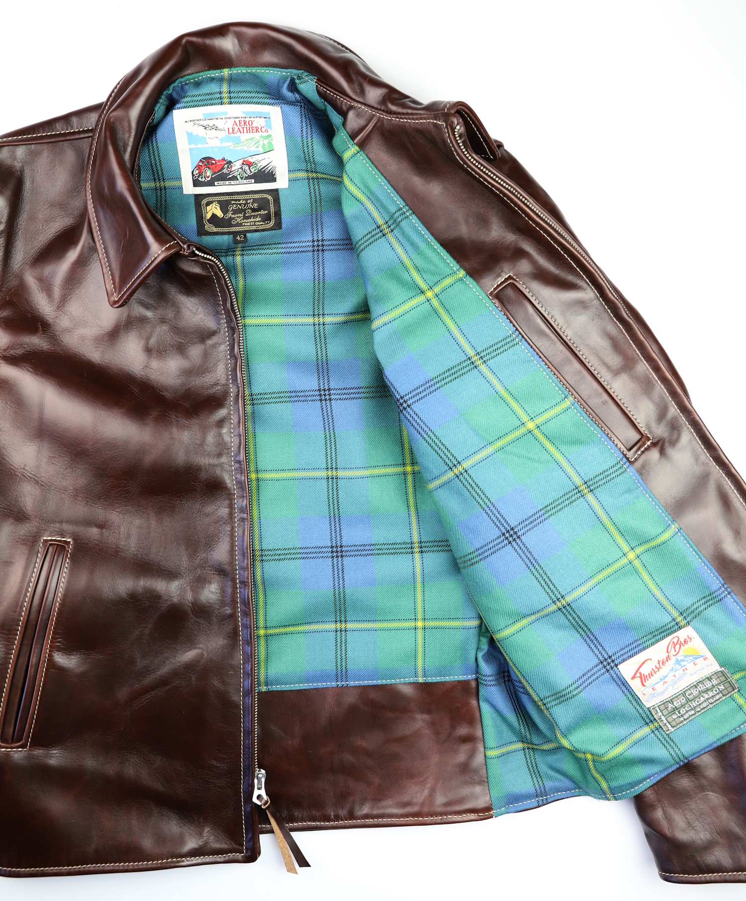 Aero Sheene Brown CXL FQHH SL44 Johnstone Ancient tartan lining.jpg