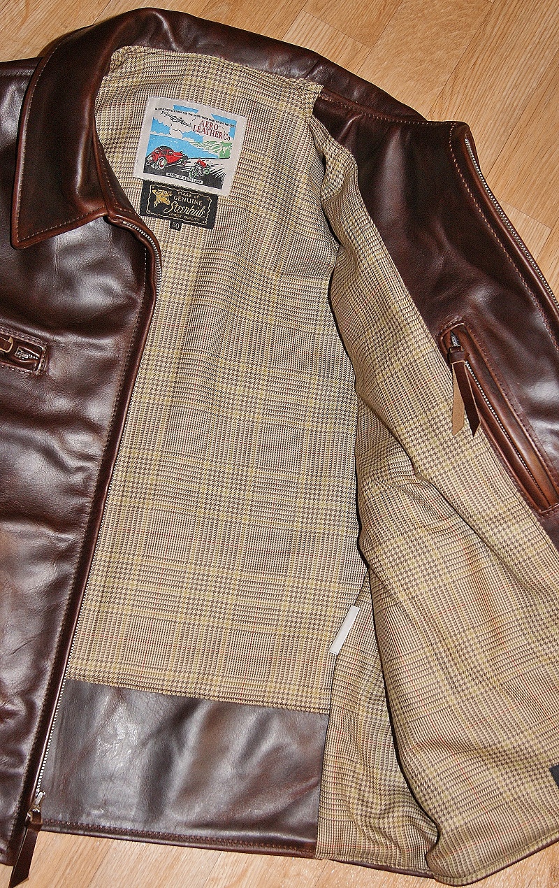 Aero Sheene Cafe' Racer Brown CXL Steerhide Crail Check Tweed wool lining.jpg