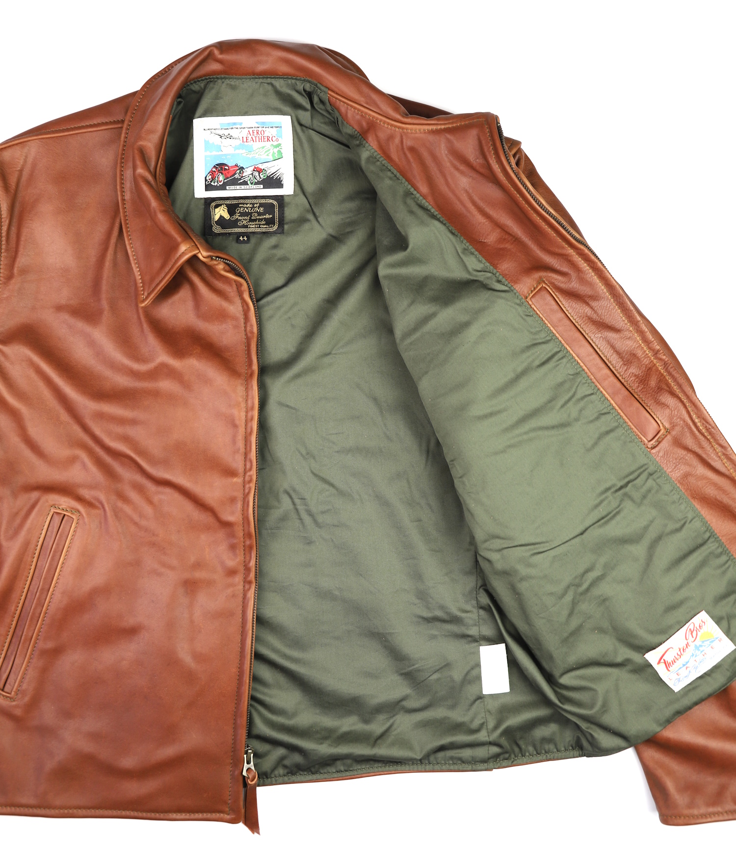 Aero Sheene Cognac Pinnacle Horsehide olive sateen lining.jpg