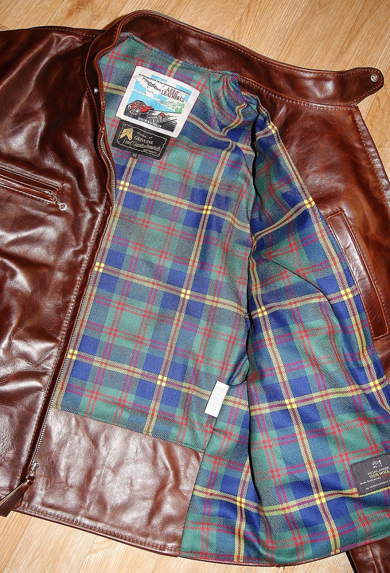 Aero Sonoma Cafe' Racer Brown CXL FQHH Leathernecks tartan wool lining.jpg