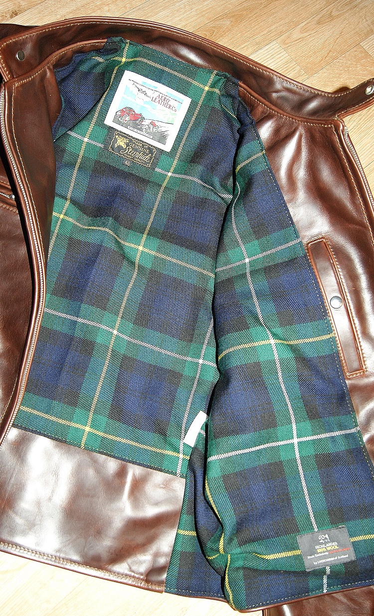 Aero Sonoma Cafe' Racer Brown CXL Steerhide Campbell of Argyll tartan lining.jpg