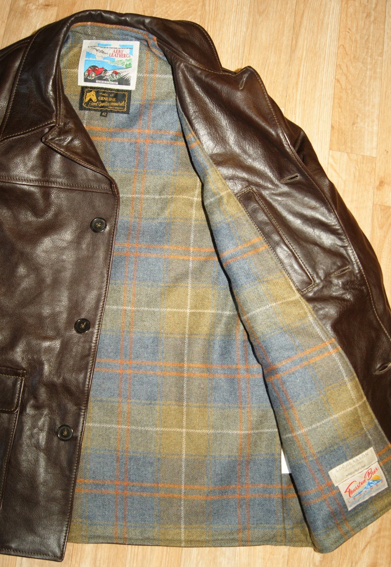 Aero Stockman Dark Seal Vicenza Horsehide size 42 Patriot Tyne Waverly Tweed lining.jpg