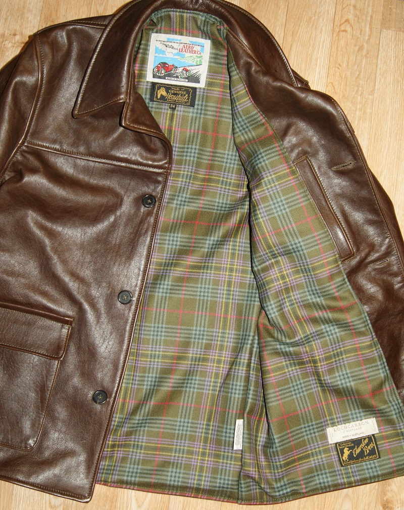 Aero Stockman Seal Vicenza Horsehide size 34 Kennedy Weathered tartan lining.jpg