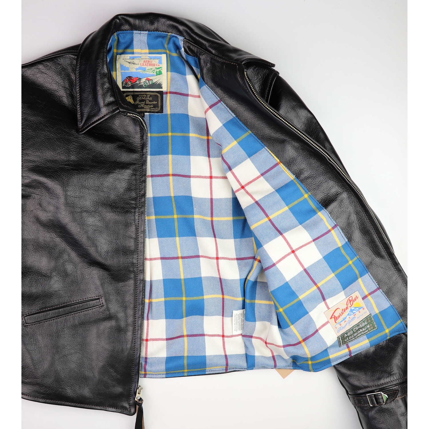 Aero Sunburst Blackened Brown Vicenza Horsehide FR22 MacRae of Conchra Modern tartan lining.jpg