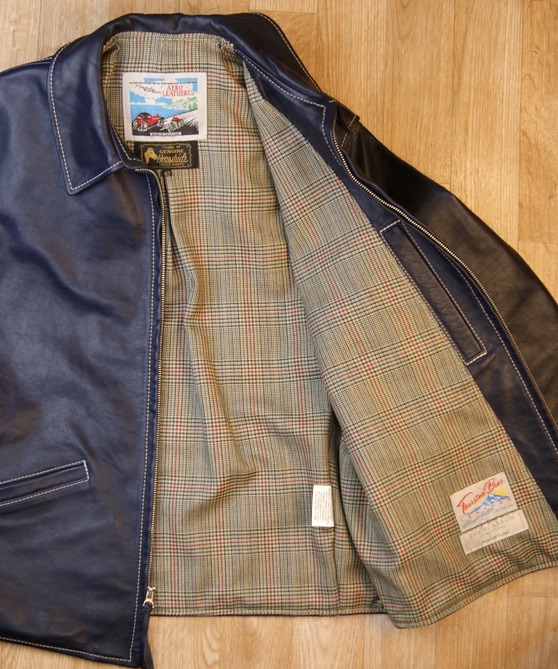 Aero Sunburst Blue Vicenza Horsehide BY8 Minto Check Tweed lining.jpg