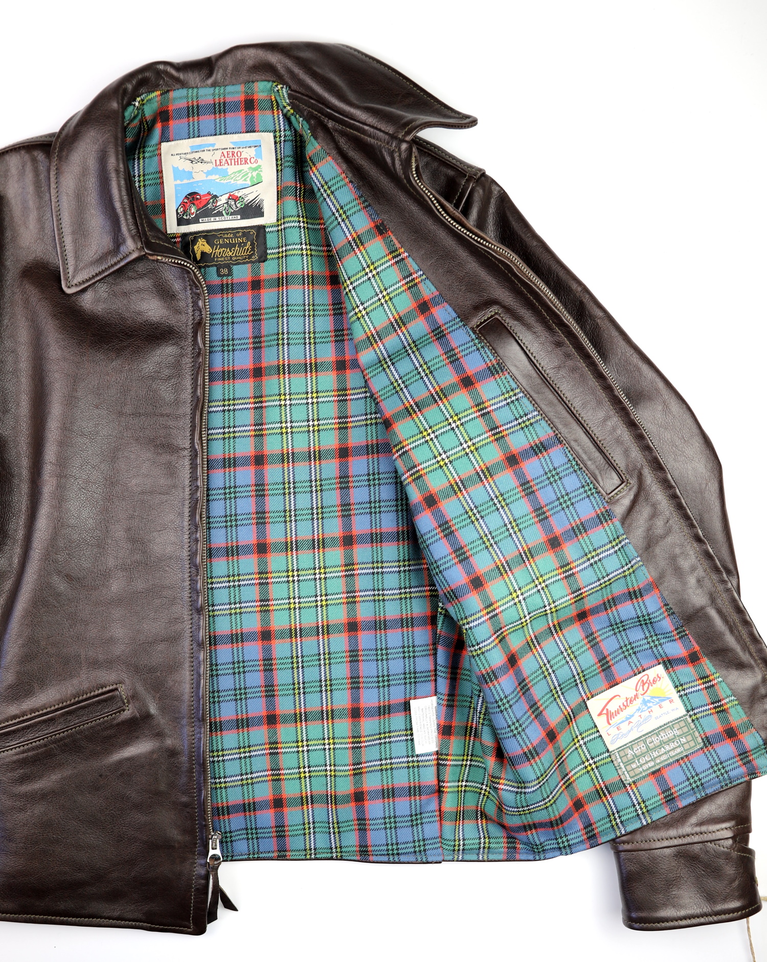 Aero Sunburst Dark Seal Vicenza Horsehide MR5 Nicholson Hunting Ancient tartan lining.jpg