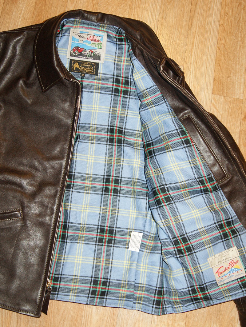 Aero Sunburst Dark Seal Vicenza Horsehide size 46 Belle of the Borders tartan lining.jpg