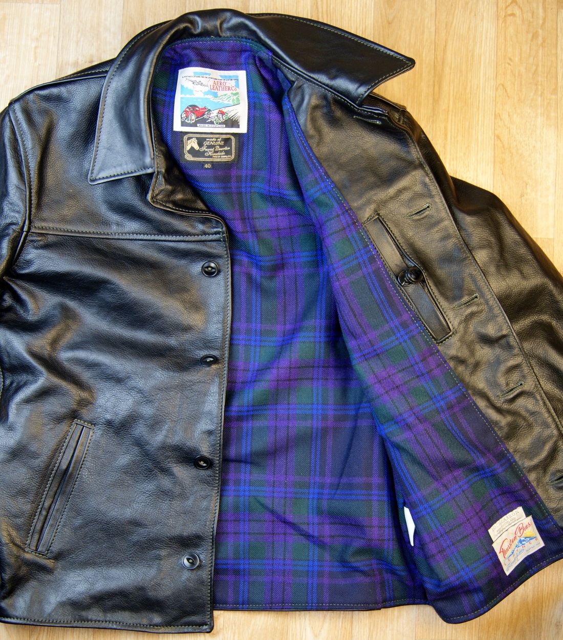 Aero Teamster Black Vicenza Horsehide BZ9 Spirit of Scotland tartan lining.jpg