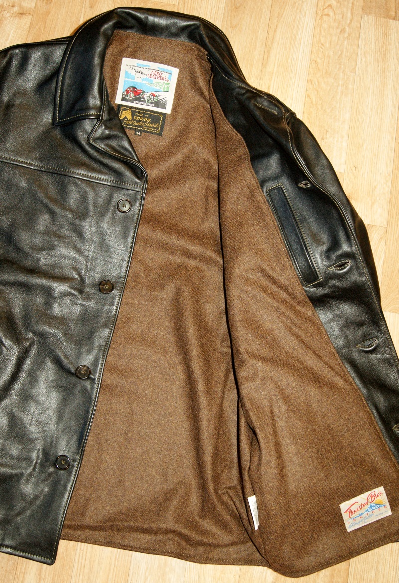 Aero Teamster Blackened Brown Vicenza Horsehide Brown Melton wool lining.jpg