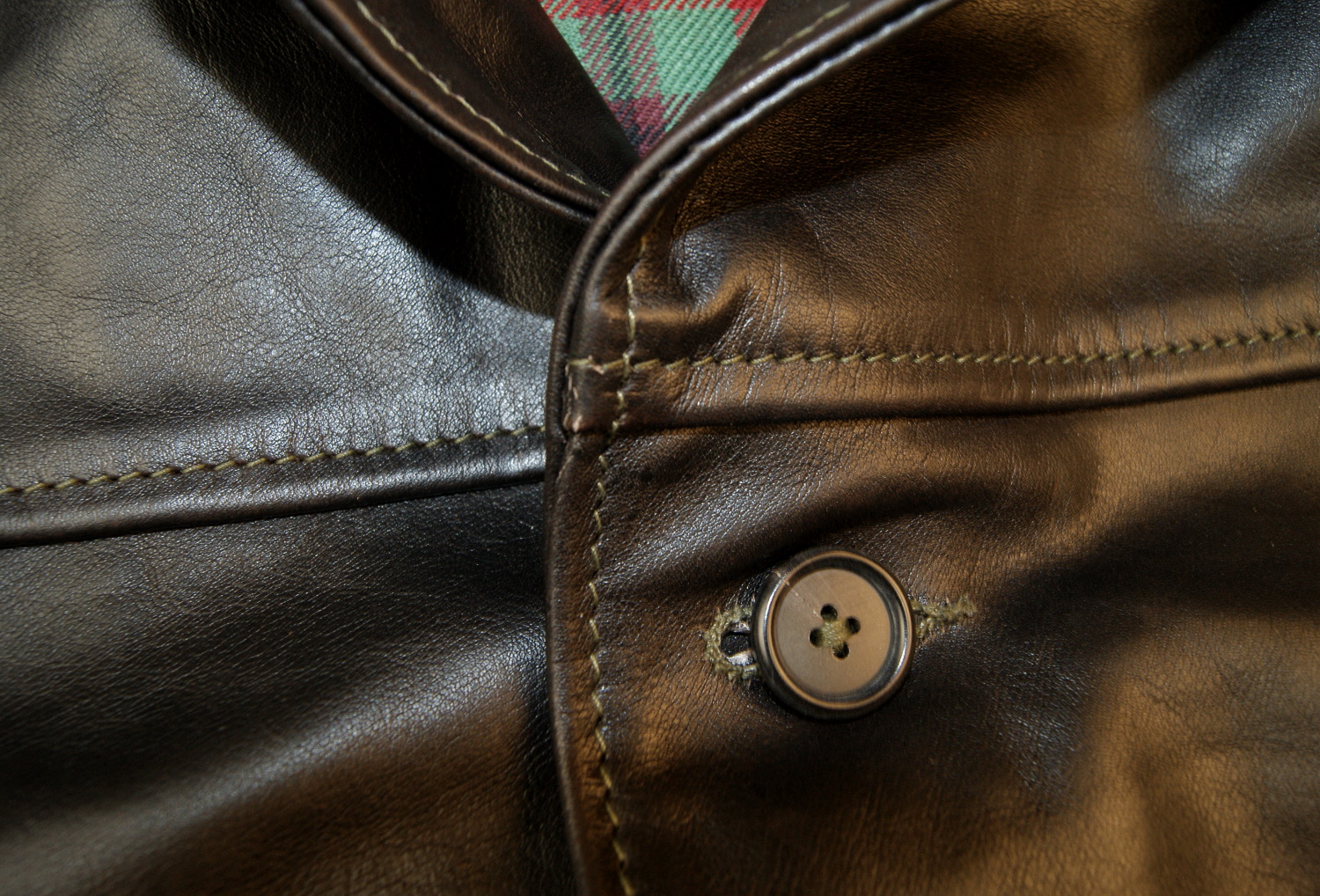 Aero Teamster Blackened Brown Vicenza Horsehide KDU button.jpg