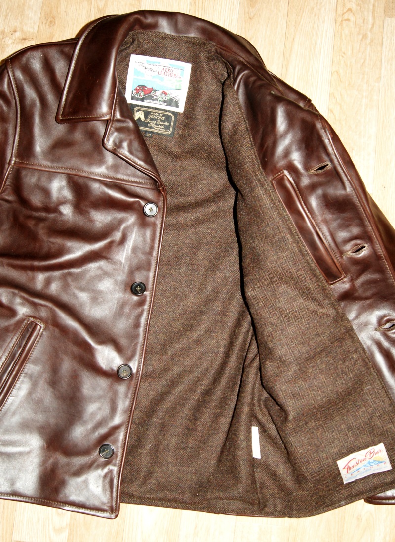 Aero Teamster Brown FQHH 4N8 Brown Herringbone Tweed lining.jpg