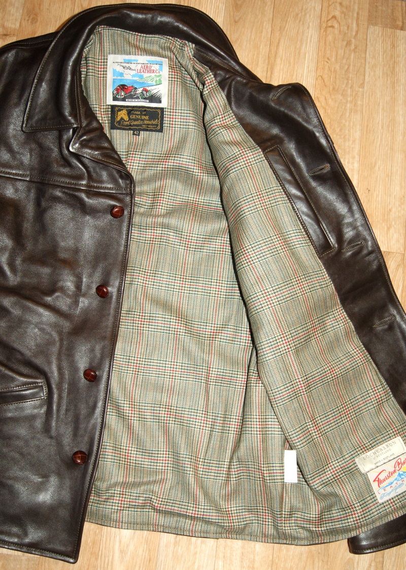 Aero Teamster Dark Seal Vicenza Horsehide K6F Minto Check Tweed lining.jpg