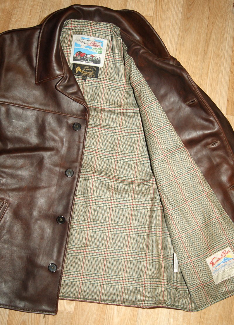 Aero Teamster Tumbled Brown CXL FQHH 42 Minto Check Tweed lining.jpg