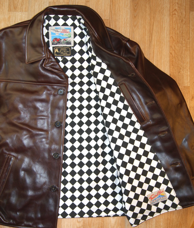 Aero Teamster with checkered diamond cotton drill lining.jpg