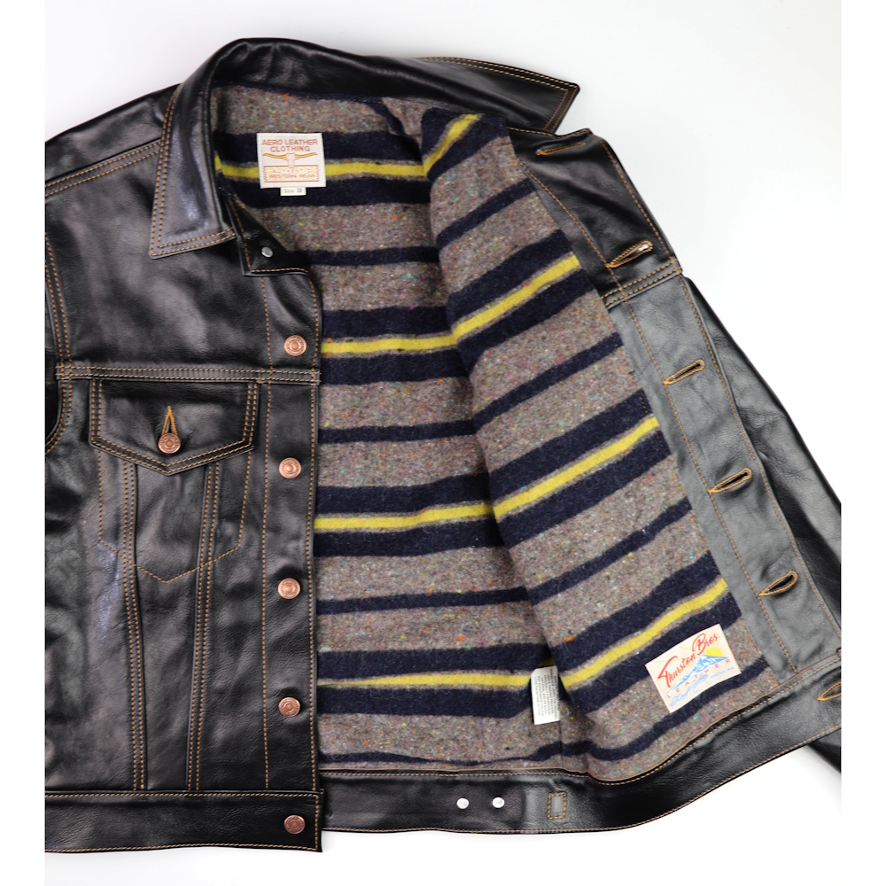 Aero Type 3 Jean Jacket Blackened Brown Vicenza Y7V Troy blanket lining IG square.jpg