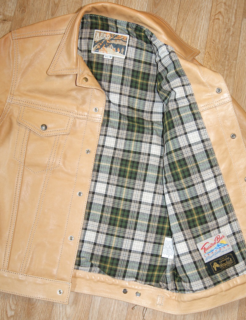 Aero Type 3 Natural Vicenza Horsehide HA7 Cheviot cotton tartan lining.jpg