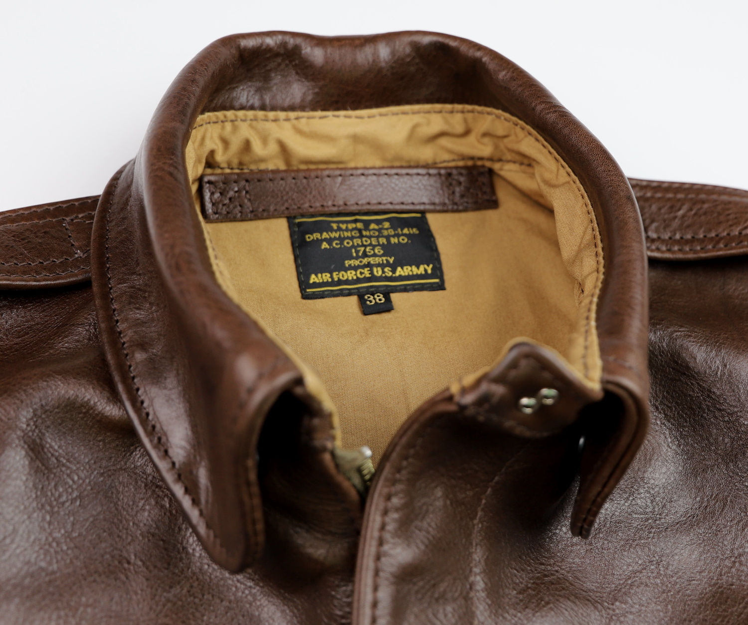 Aero Unknown Maker A-2 Chestnut Badalassi Cowhide collar.jpg