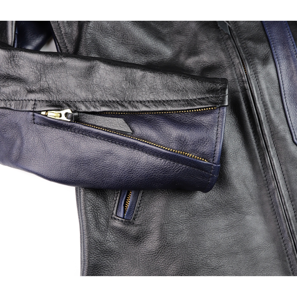 Aero Vincent Two-Tone Black and Navy Vicenza JW8 sleeve zipper.jpg