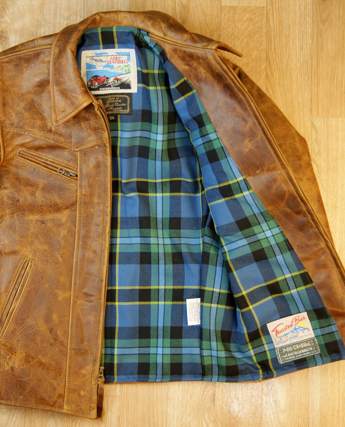 Aero Wayfarer Battered Tan FQHH 36 Weir Ancient tartan lining.jpg