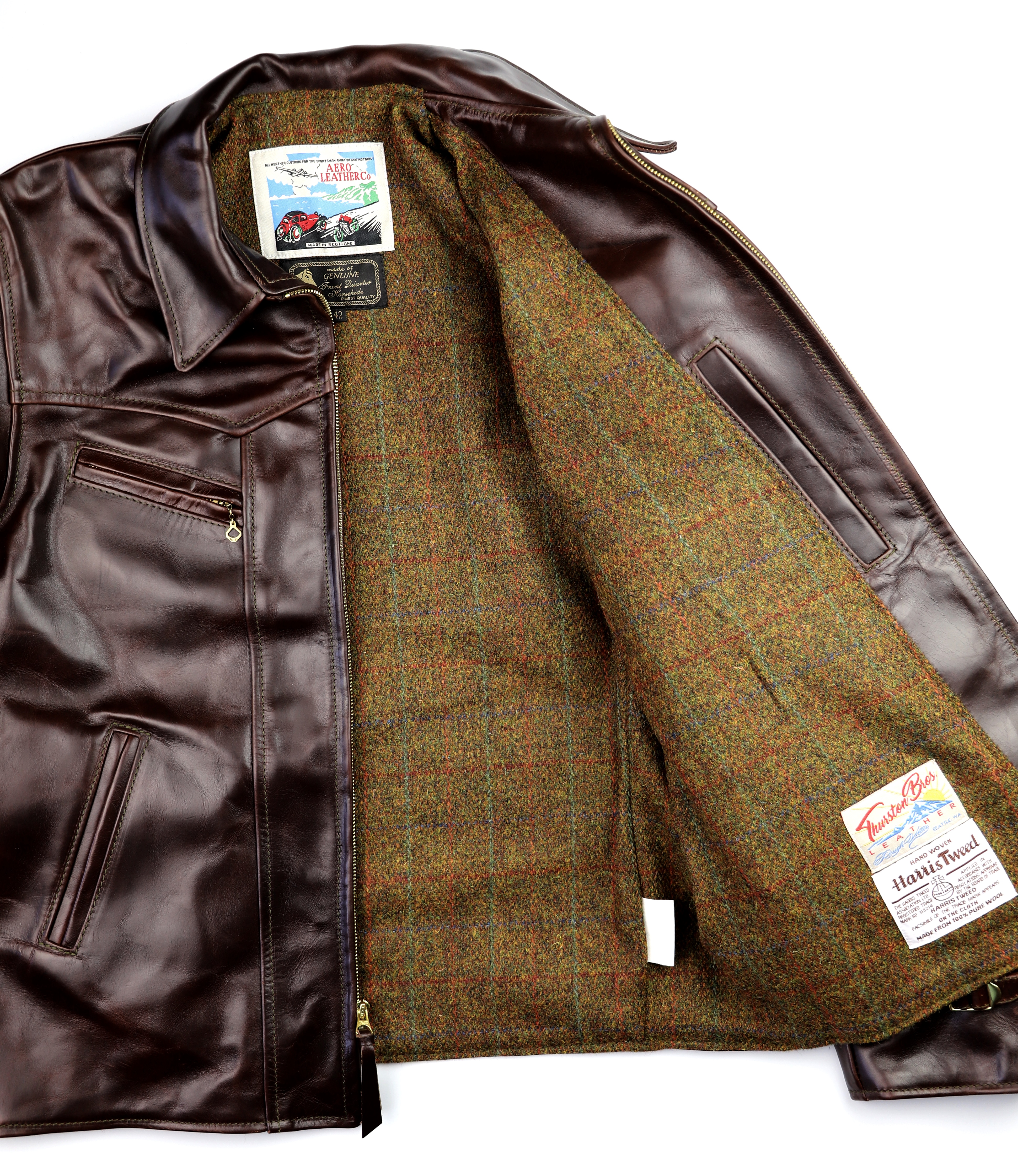 Aero Wayfarer Brown CXL FQHH UDN Autumn Windowpane Harris Tweed lining.jpg