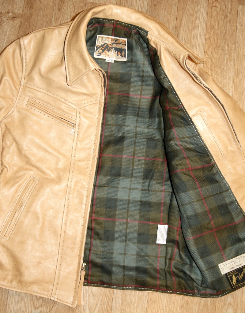 Aero Wayfarer Natural Vicenza Horsehide 38 Gunn Weathered tartan lining.jpg