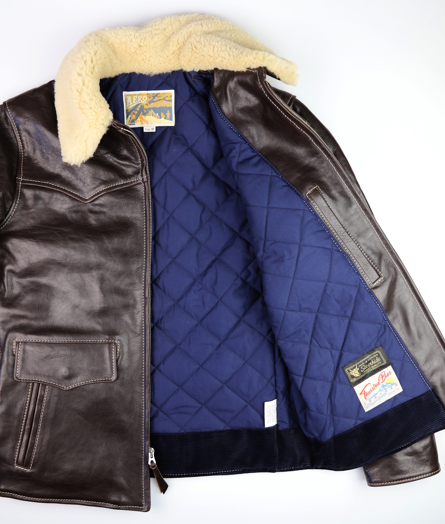 Aero Wilderness Chestnut Badalassi Cowhide navy quilted lining.jpg