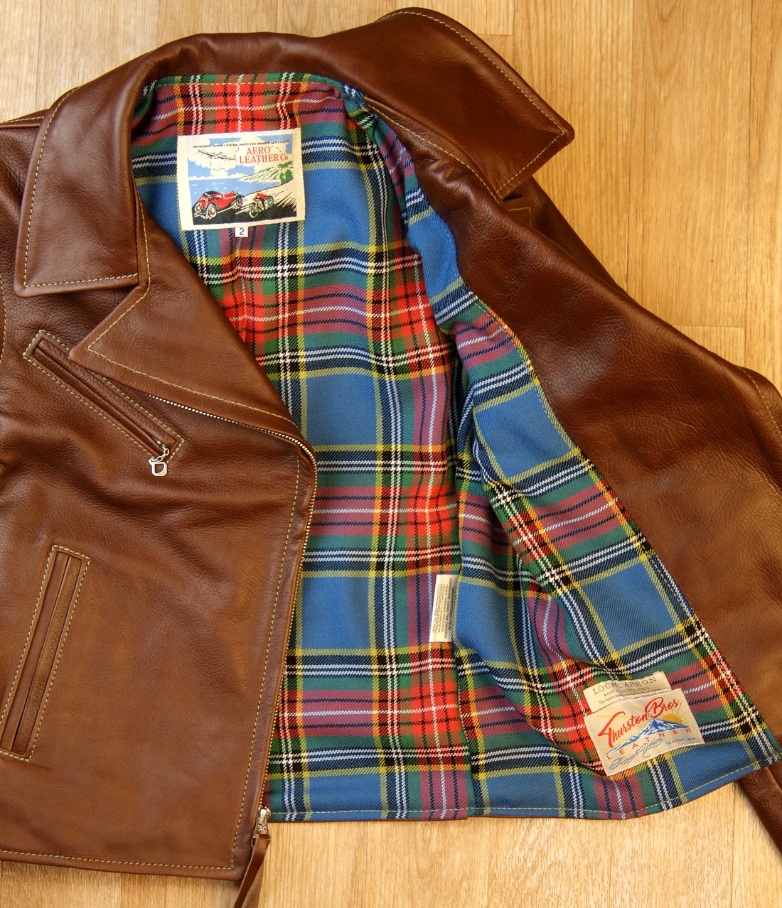 Aero Women's Hooch Hauler Russet Vicenza Horsehide MacBeth Ancient tartan lining.jpg