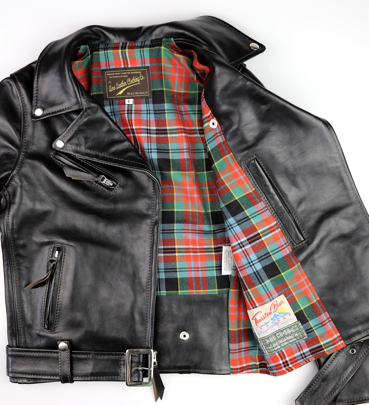 Aero Women's Motorcycle Jacket Blackened Brown Vicenza QU8 Kidd Ancient tartan lining.jpg