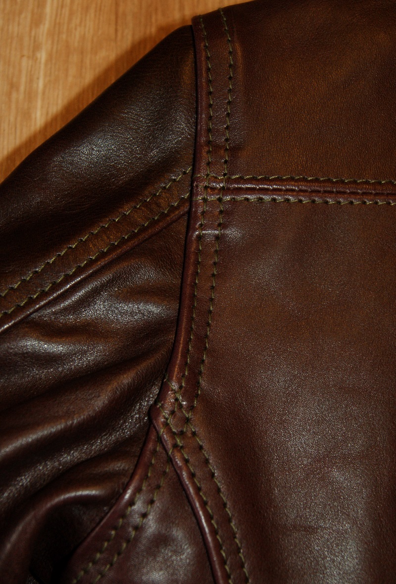 Aero Work Coat Cordovan Vicenza shoulder stitching.jpg