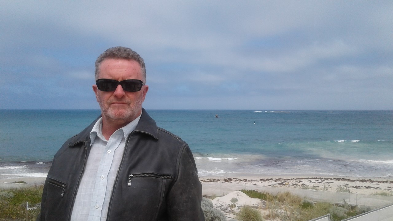 Ben Sherman leather jacket at Alkimos beach.jpg